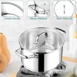 E-far 4 Quart Stock Pot with Lid, Stainless Steel - Image 4