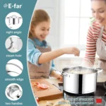 E-far 4 Quart Stock Pot with Lid, Stainless Steel - Image 3