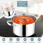 E-far 4 Quart Stock Pot with Lid, Stainless Steel - Image 2